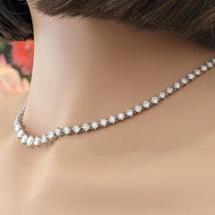 Platinum 10.00cttw Round Diamond Tennis Necklace, 16.75 Inches Long