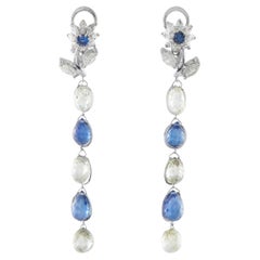 Orecchini in platino con diamanti e zaffiri da 10,0ct MF26-0116126