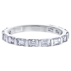 Platinum 1.00cttw Baguette Diamond Bar Set Handmade Eternity Ring