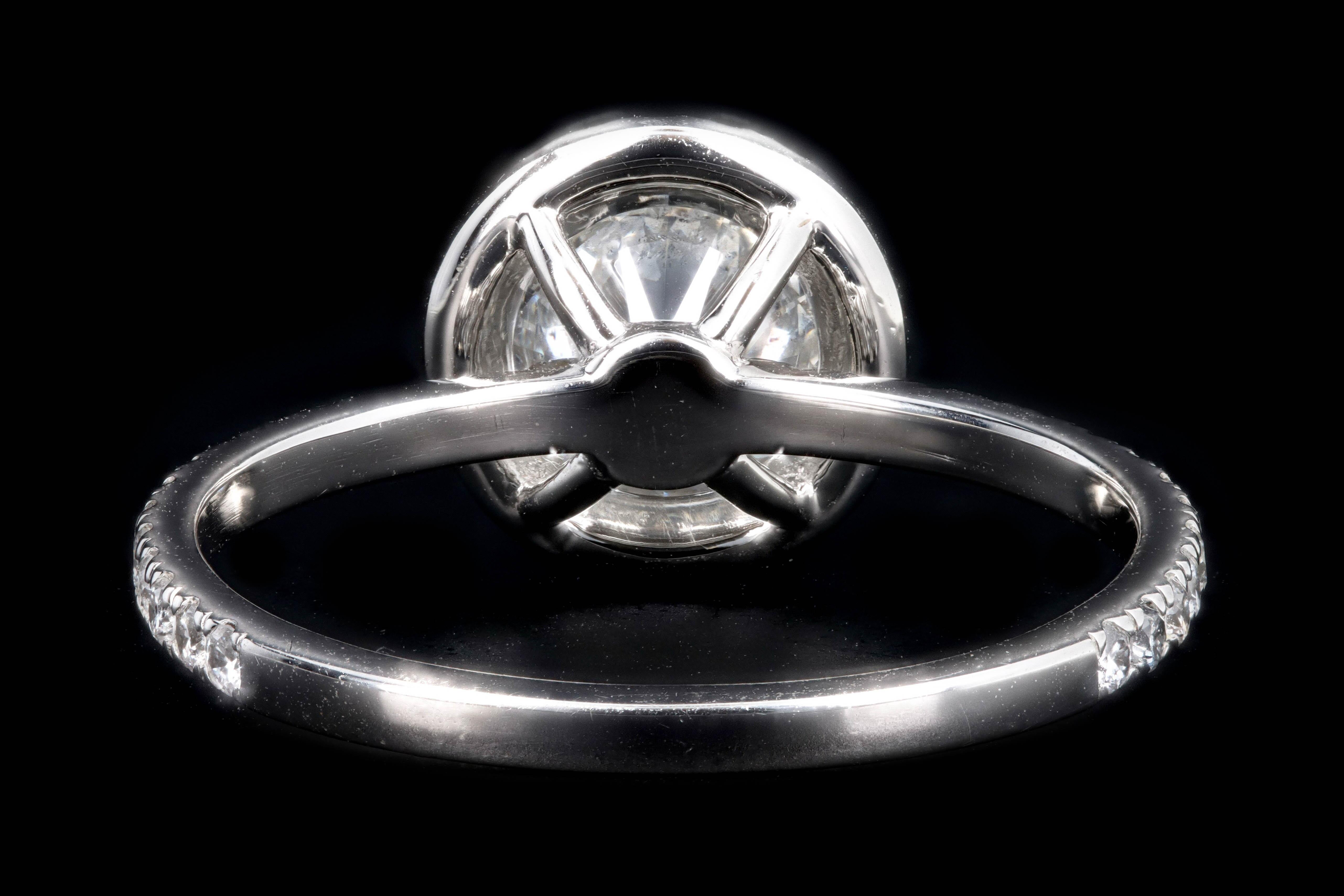 Platinum 1.01 Carat Round Brilliant Cut Diamond Halo Engagement Ring 1