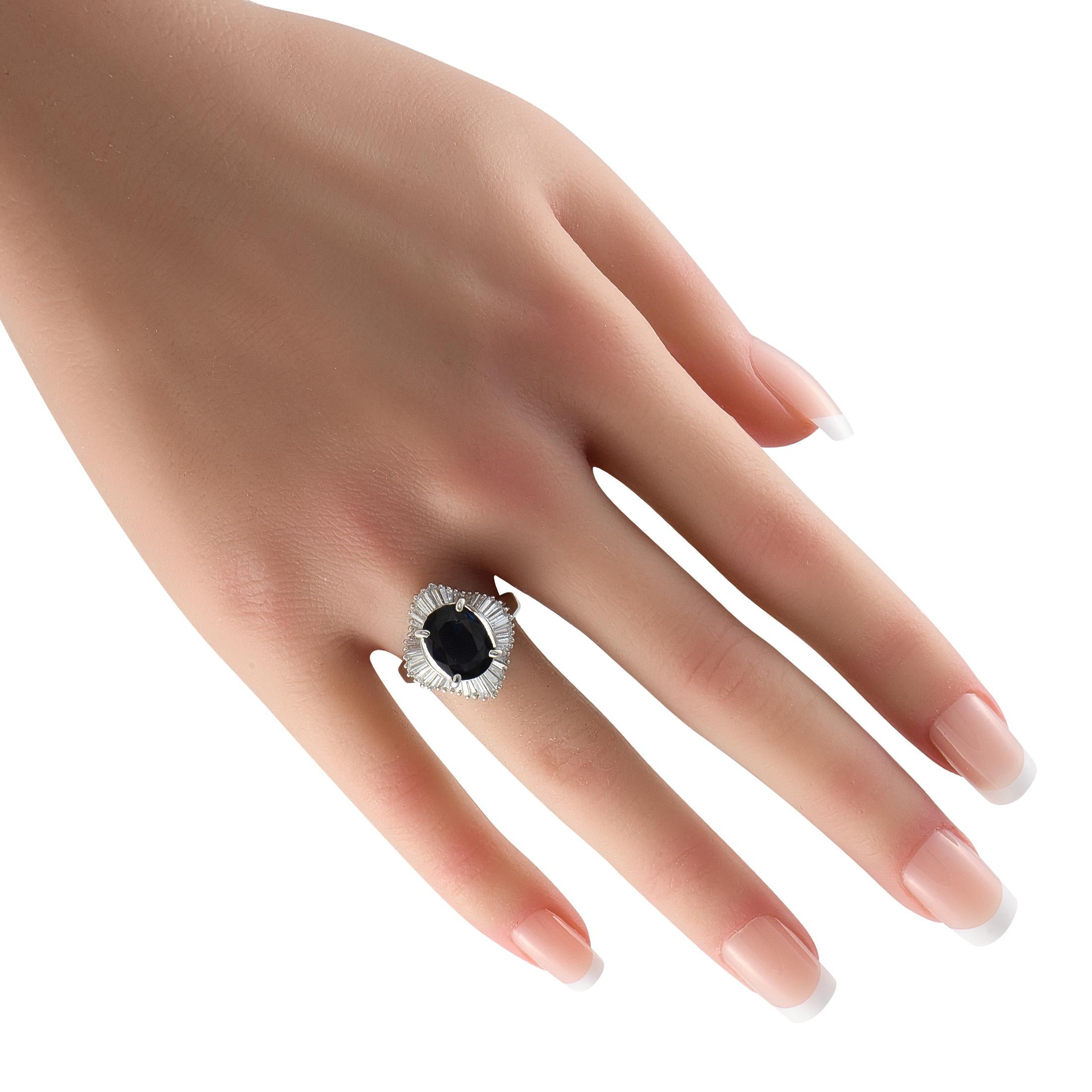 Taglio baguette Anello in platino con diamante e giada da 1,01 carati
