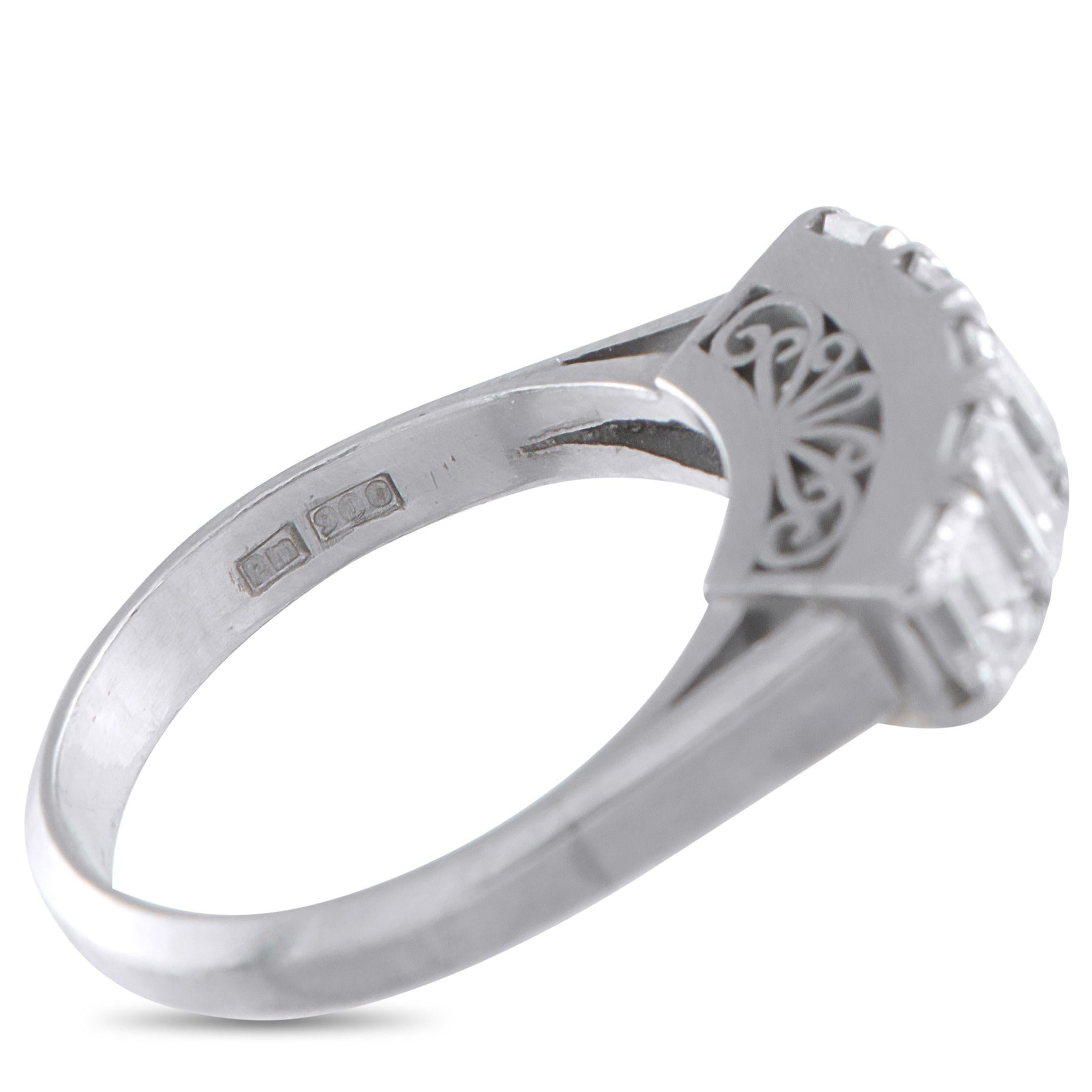 Anello in platino con diamante da 1,01 carati In condizioni ottime in vendita a Southampton, PA