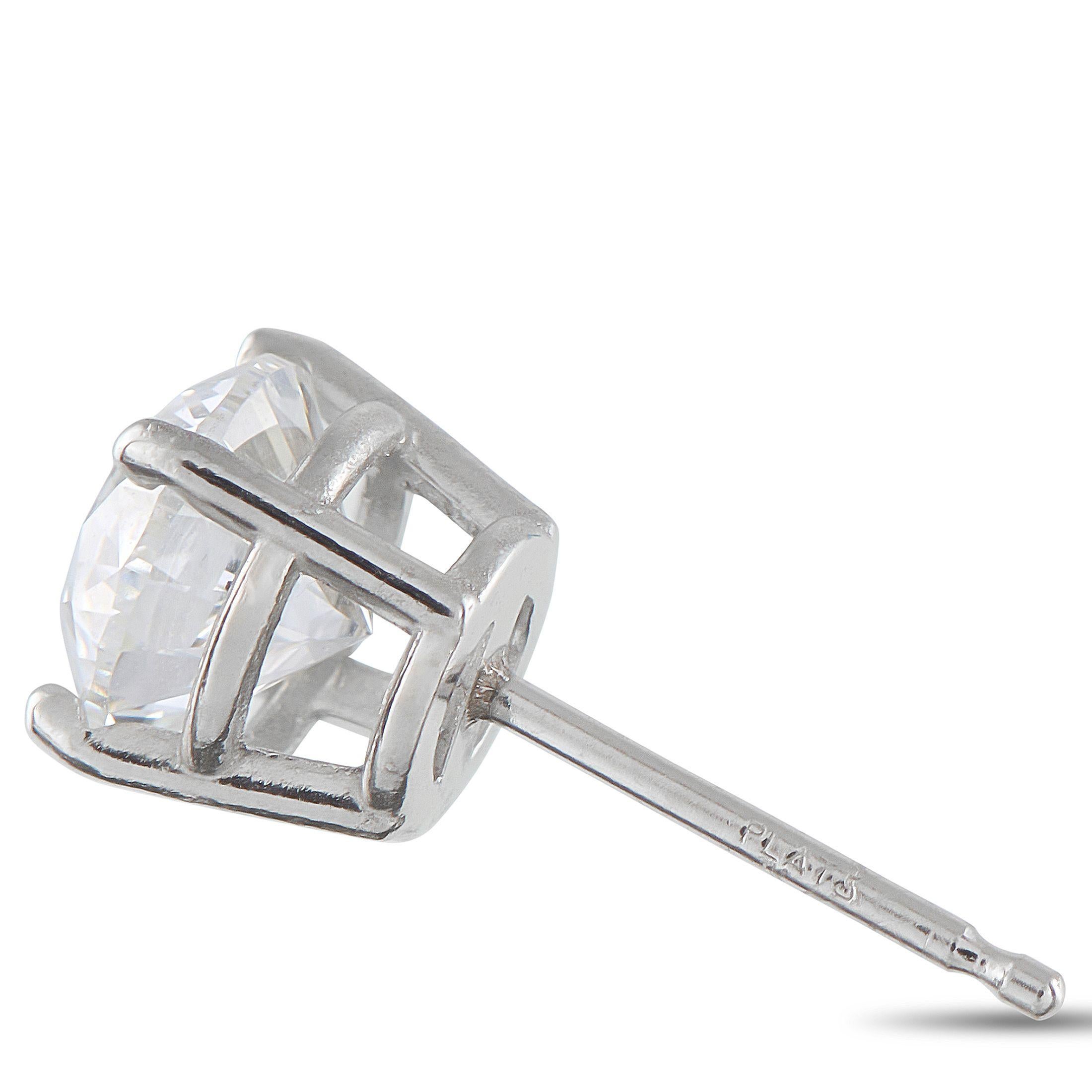 Taille ronde Boucles d'oreilles en platine avec 1,01ct de diamant MF12-070125 en vente