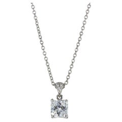 Platinum 1.02 Carat Radiant Cut Diamond Pendant Necklace