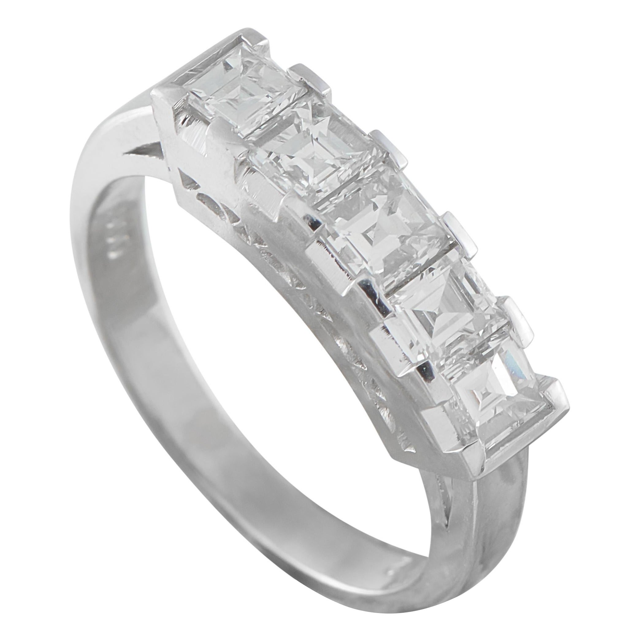 Platin 1,02ct Diamant 5-Stein Ring #5331
