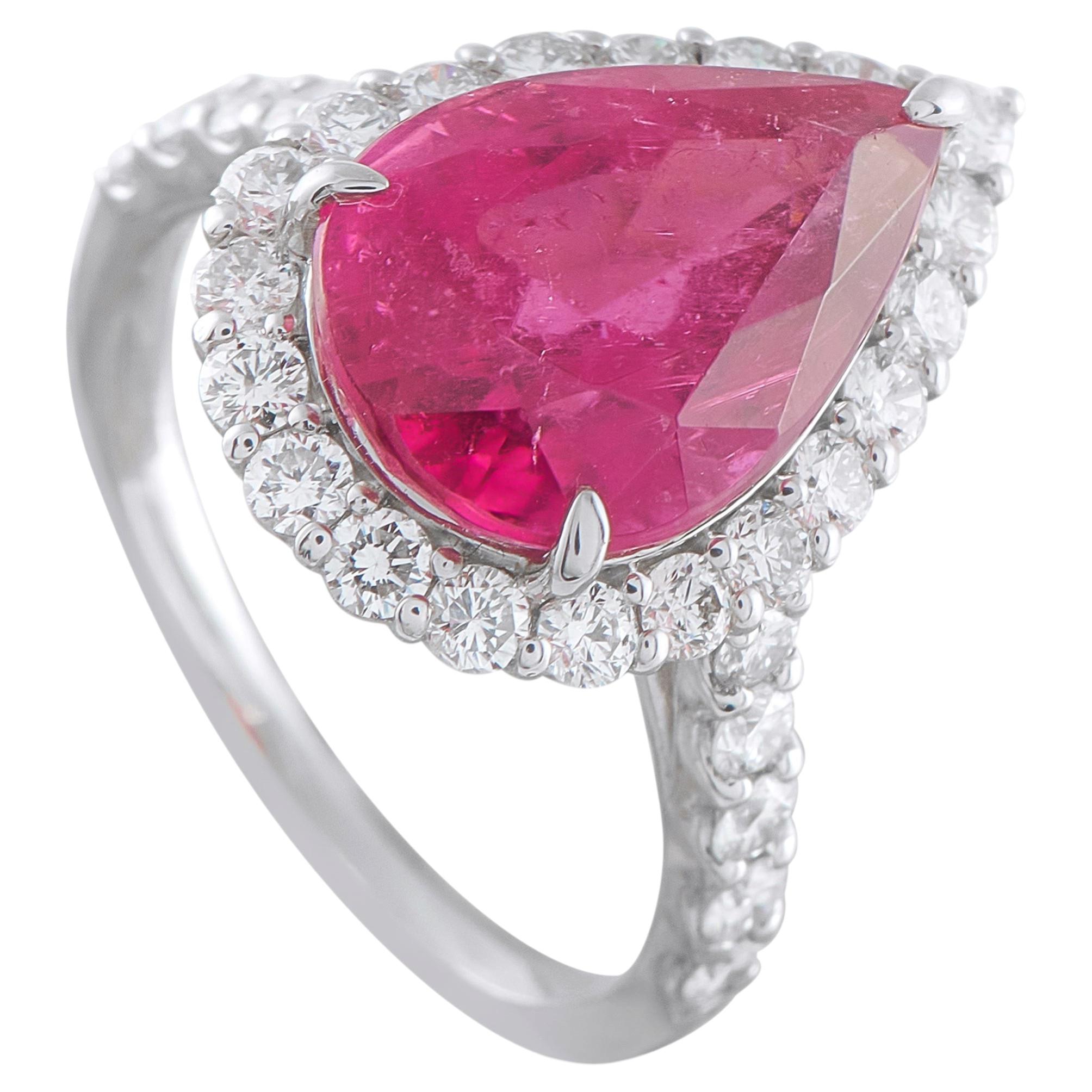 Platin 1,02ct Diamant und Rubellit Ring MF07-052126