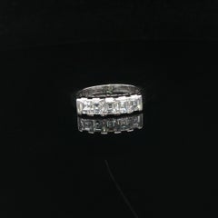 Platinum 1.02ctw Carre Step Cut Diamond 5 Stone Stackable Band Ring