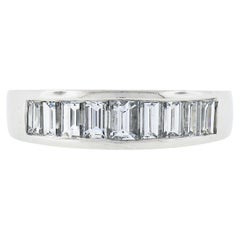Platinum 1.02ctw Channel Set Straight Baguette Diamond Stack Wedding Band Ring