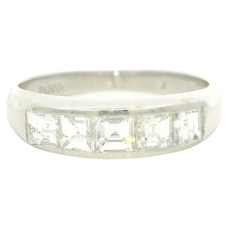 Platin 1,02ctw Square Step Carre Cut Channel Diamond 5 Stone Band Ring