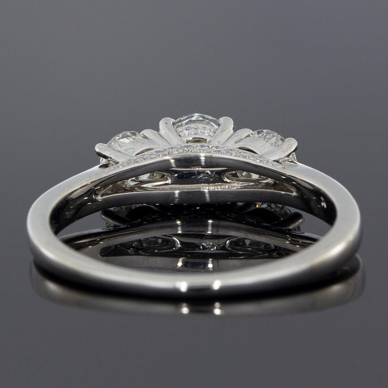 Round Cut Platinum 1.03 Carat GIA Round Diamond Three-Stone Engagement Ring