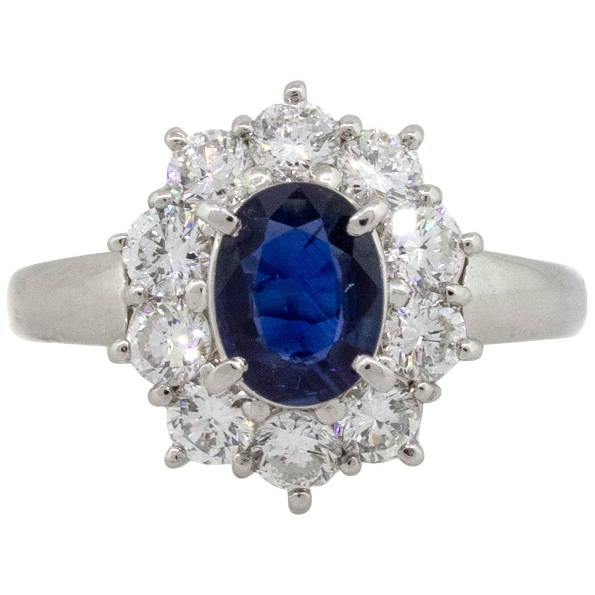 Platinum 1.03 Carat Sapphire and Diamond Engagement Ring