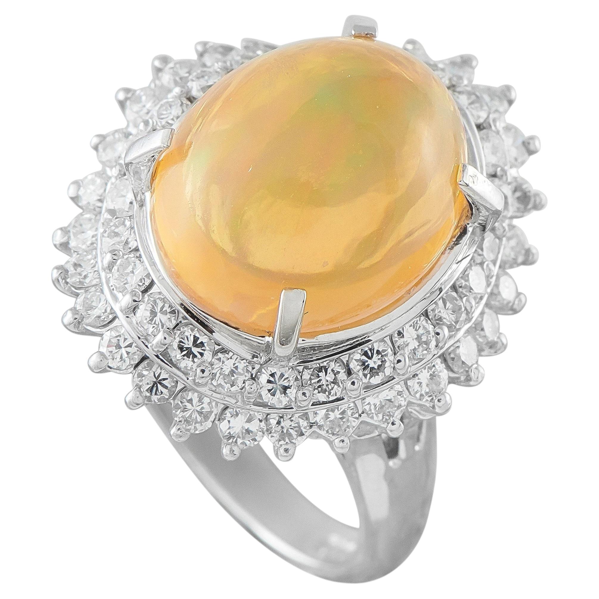 Platinum 1.03ct Diamond and Opal Ring MF16-070926 For Sale
