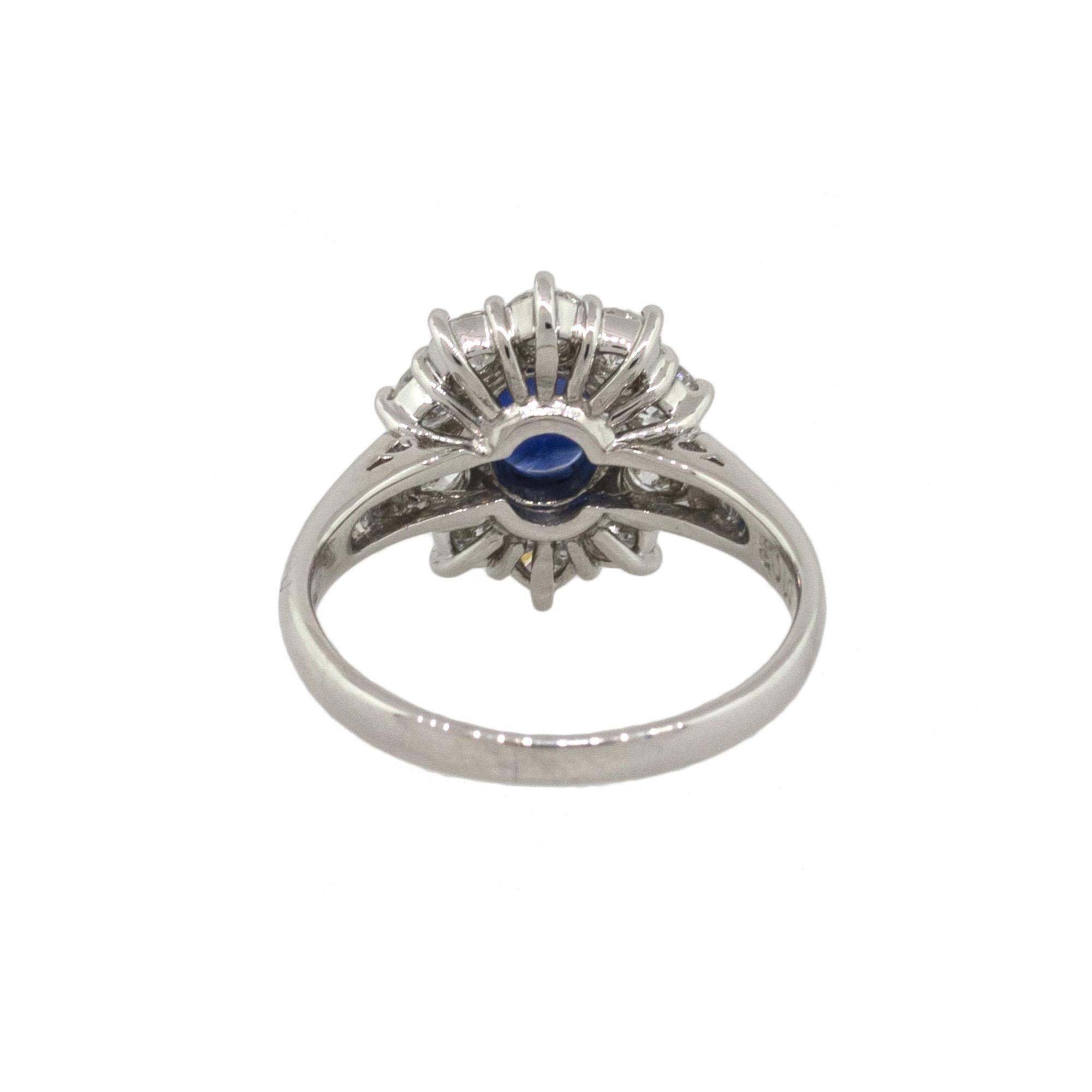 Oval Cut Platinum 1.03 Carat Sapphire and Diamond Engagement Ring