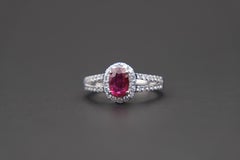 Platinum 1.04 Carat Unheated Ruby and Diamond Ring with GIA Report