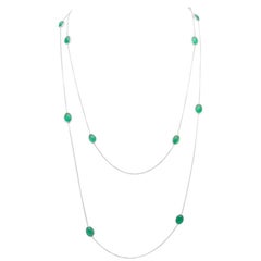 Platinum 10.47 Carat Colombian Cabochon Emeralds