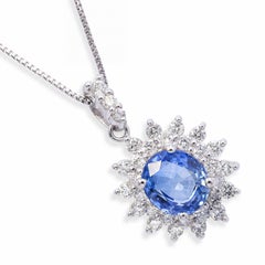 Platinum 1.04ct Sapphire And Diamond Pendant Necklace