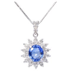 Platinum 1.04ct Sapphire And Diamond Pendant Necklace