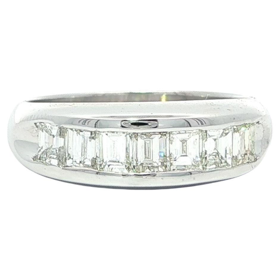 Platin 1,04ctw Carré Square Step Cut Channel Diamond 7 Stones Stack Band Ring