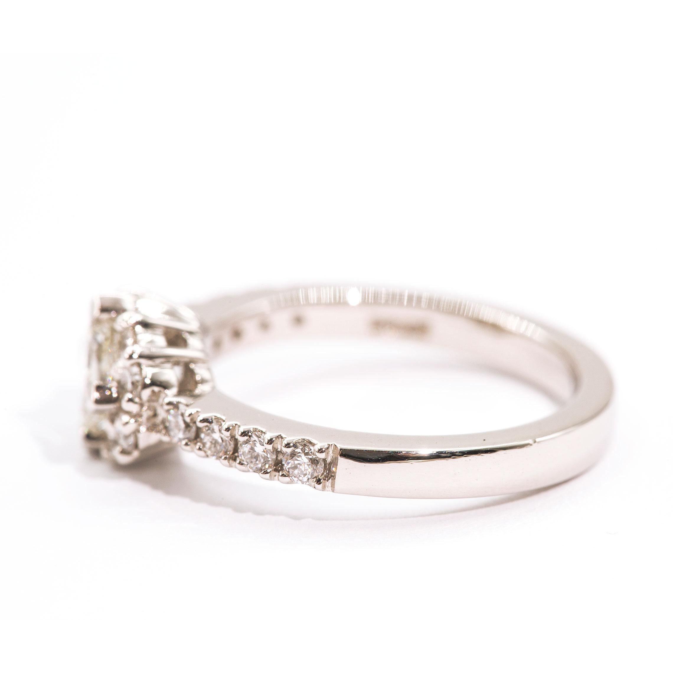 Contemporary Platinum 1.05 Carat Princess and Round Brilliant Cut Diamond Engagement Ring