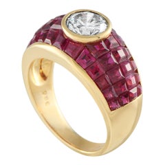 Platinum 1.05 ct Diamond and 3.86 ct Ruby Ring