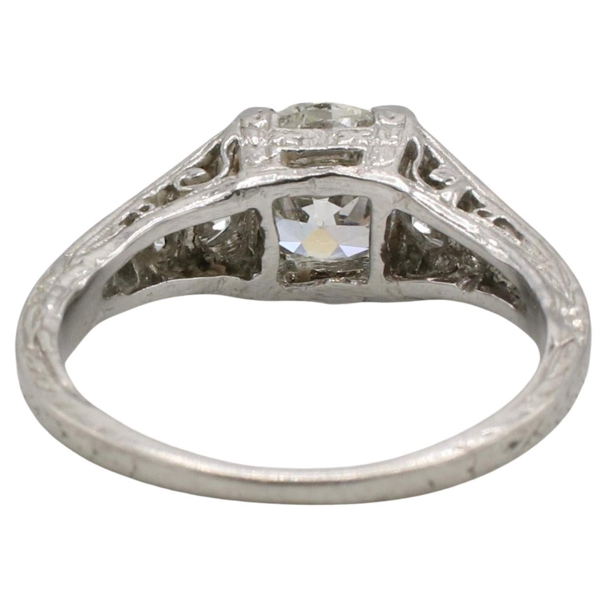 Platinum 1.06 Carat Old European Cut Natural Diamond Engagement Ring  In Excellent Condition For Sale In  Baltimore, MD
