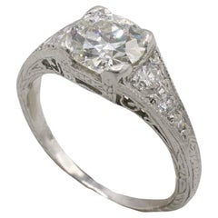 Antique Platinum 1.06 Carat Old European Cut Natural Diamond Engagement Ring 