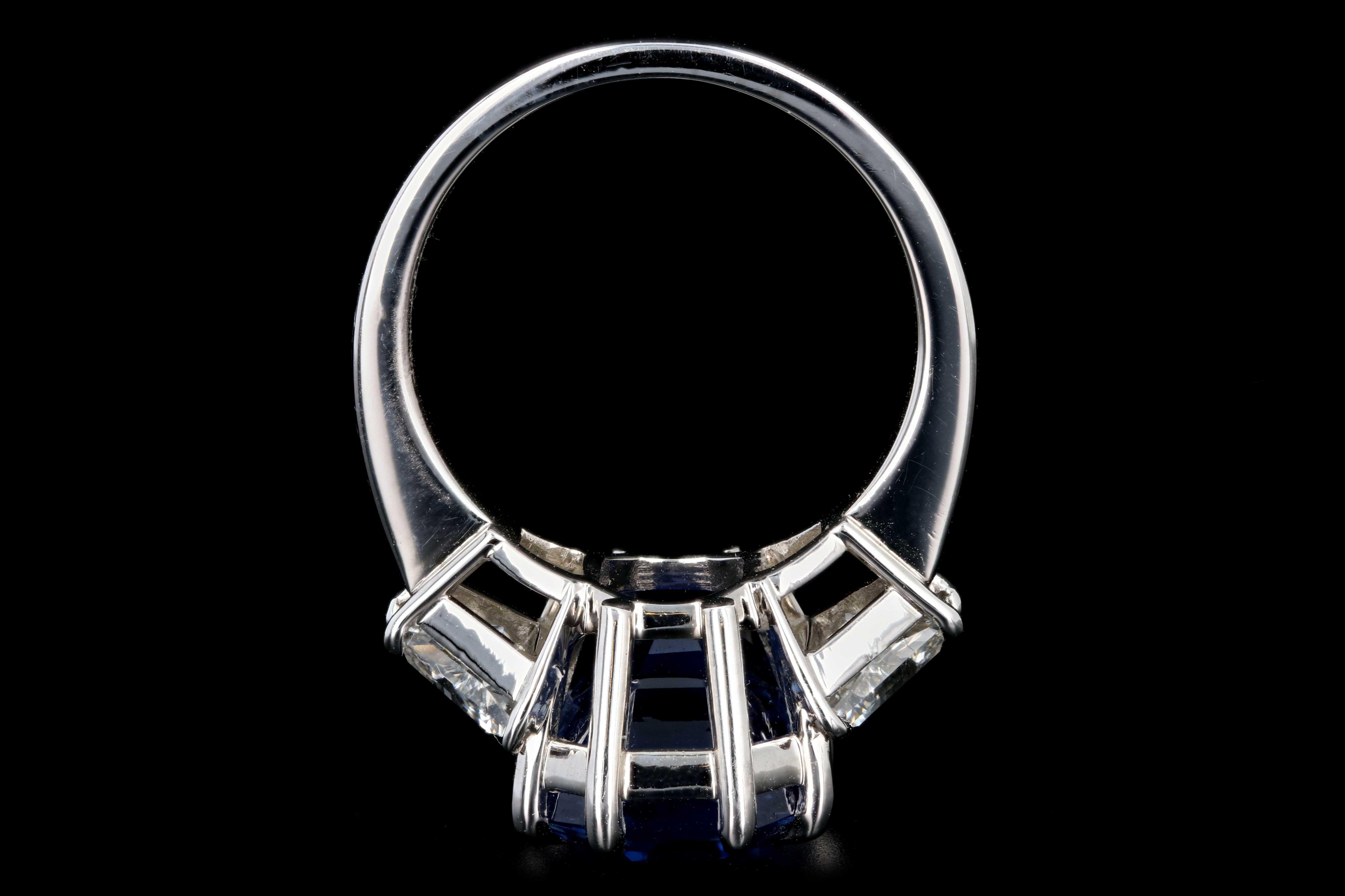 Platinum 10.69 Carat No Heat Ceylon Sapphire and Diamond Ring 1