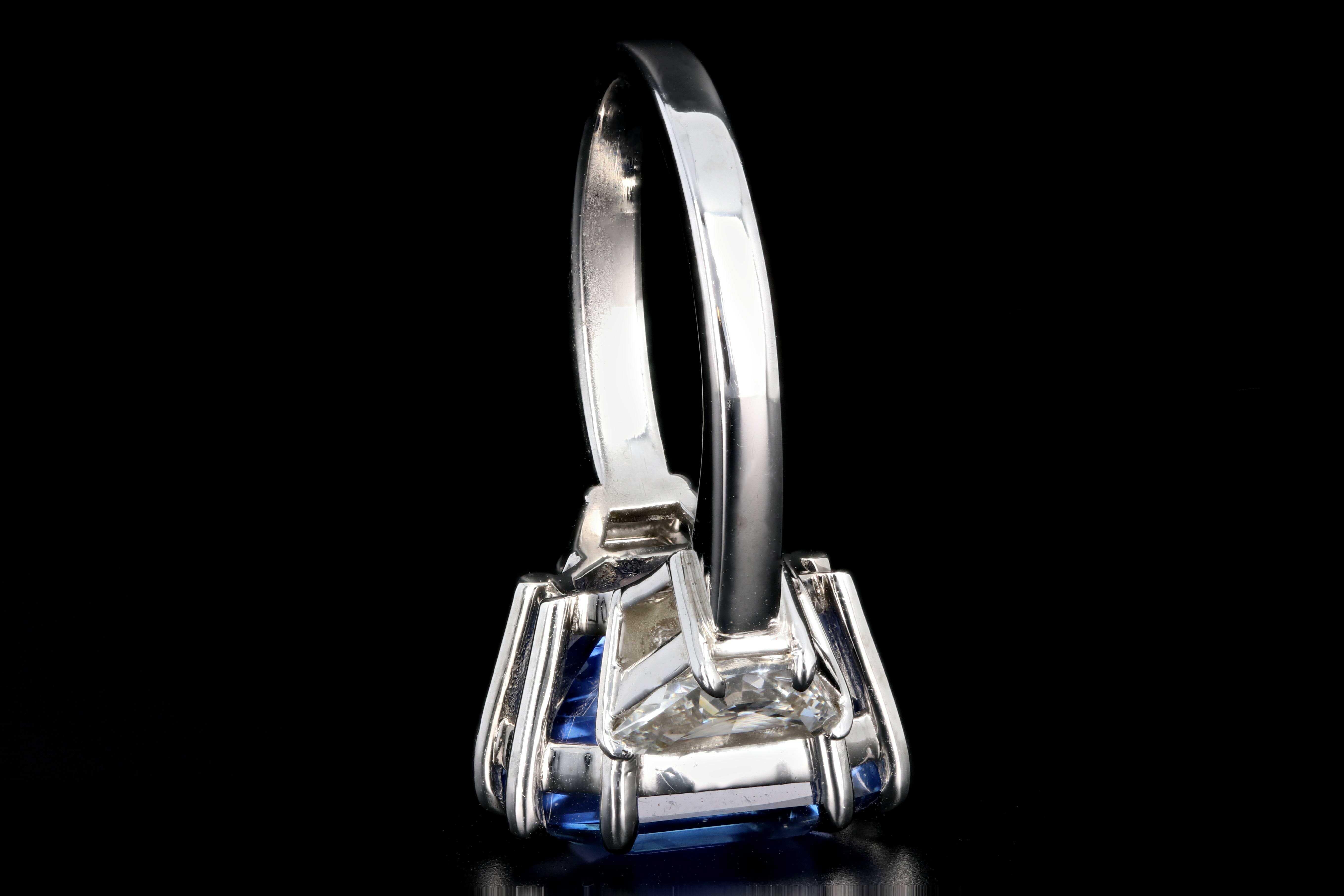 Platinum 10.69 Carat No Heat Ceylon Sapphire and Diamond Ring 2