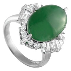 Anello in platino con diamante e giada da 1.06 carati