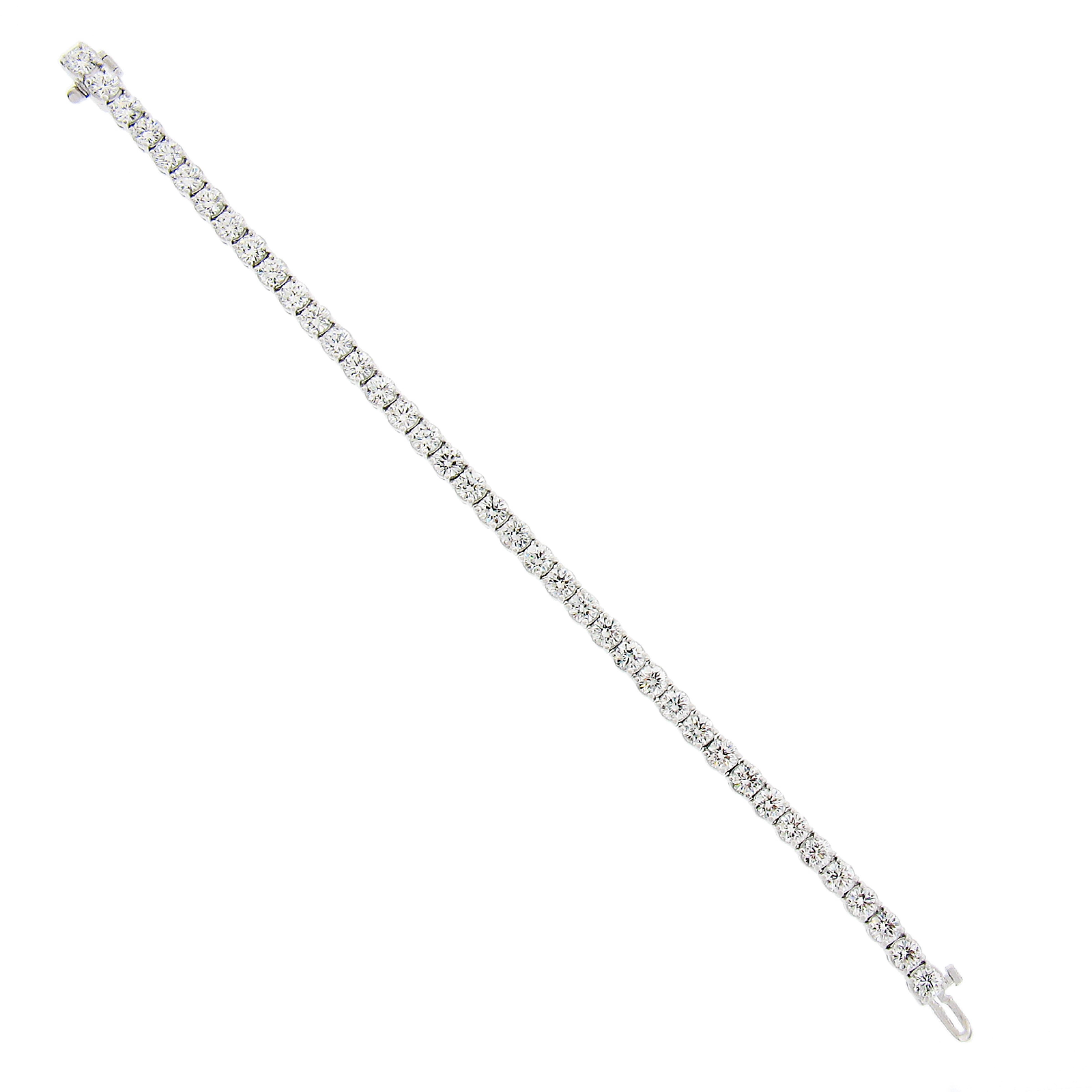 Round Cut Platinum 10.71ctw 39 Round Large VVS E Diamond Line Tennis Statement Bracelet