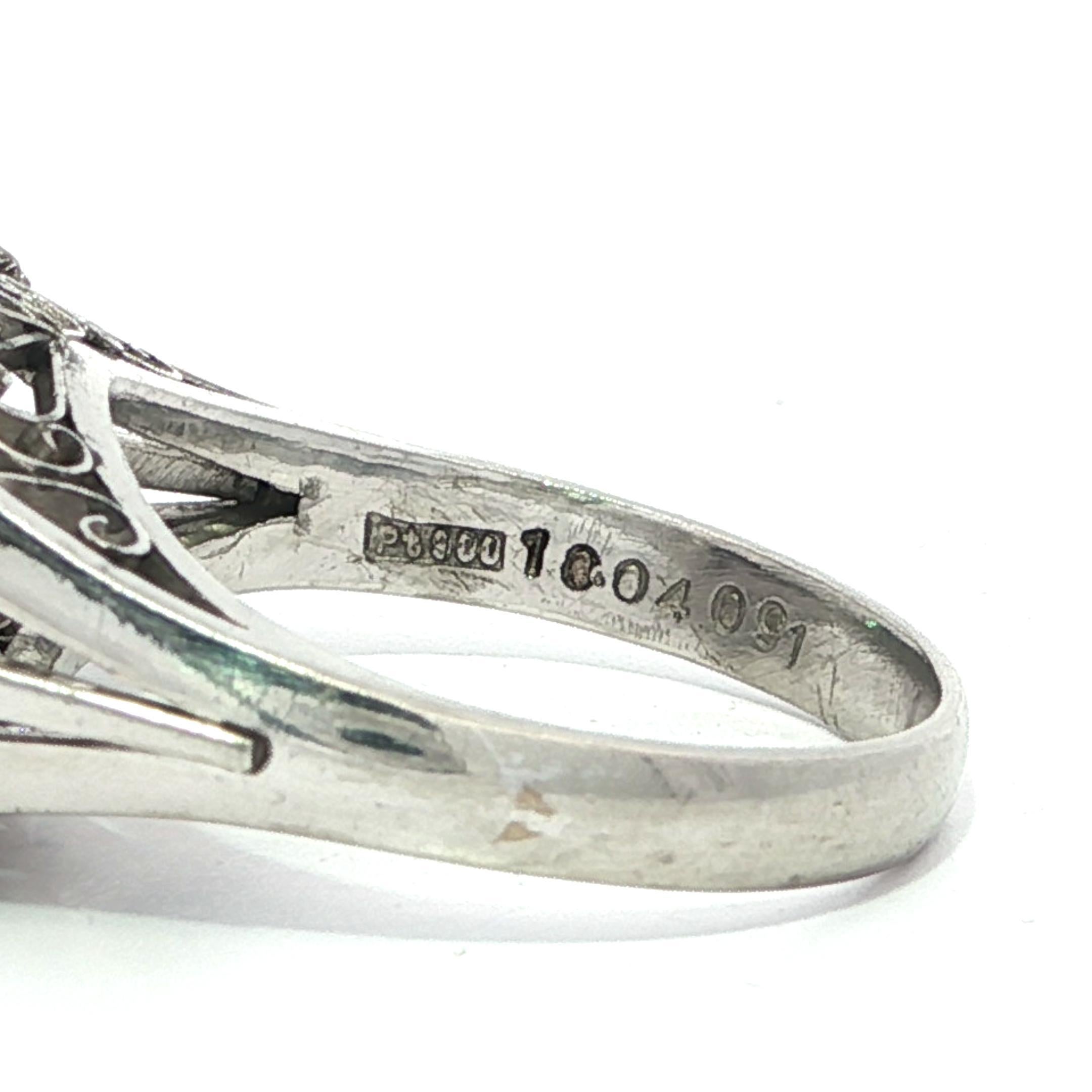Platin 10,95ctw Oval Sharp Star Sapphire Baguette Diamant Flared Ribbon Ring im Angebot 2