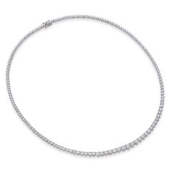 Platinum 10.97tcw Graduated E-F VVS Diamond Tennis Necklace