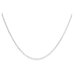 Platinum 10.97tcw Graduated E-F VVS Diamond Tennis Necklace