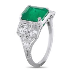Platinum 1.0ct Diamond and Emerald Ring MF12-030226