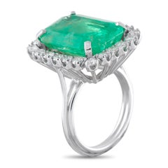 Platinum 1.0ct Diamond and Emerald Ring MF28-050726
