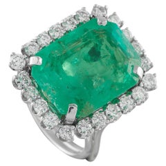 Platinum 1.0ct Diamond and Emerald Ring MF28-050726