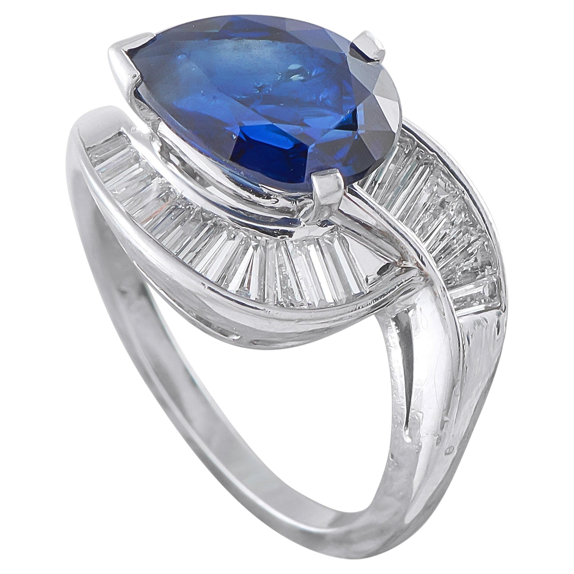Bague en platine avec diamant de 1,0 ct et saphir MF16-062526