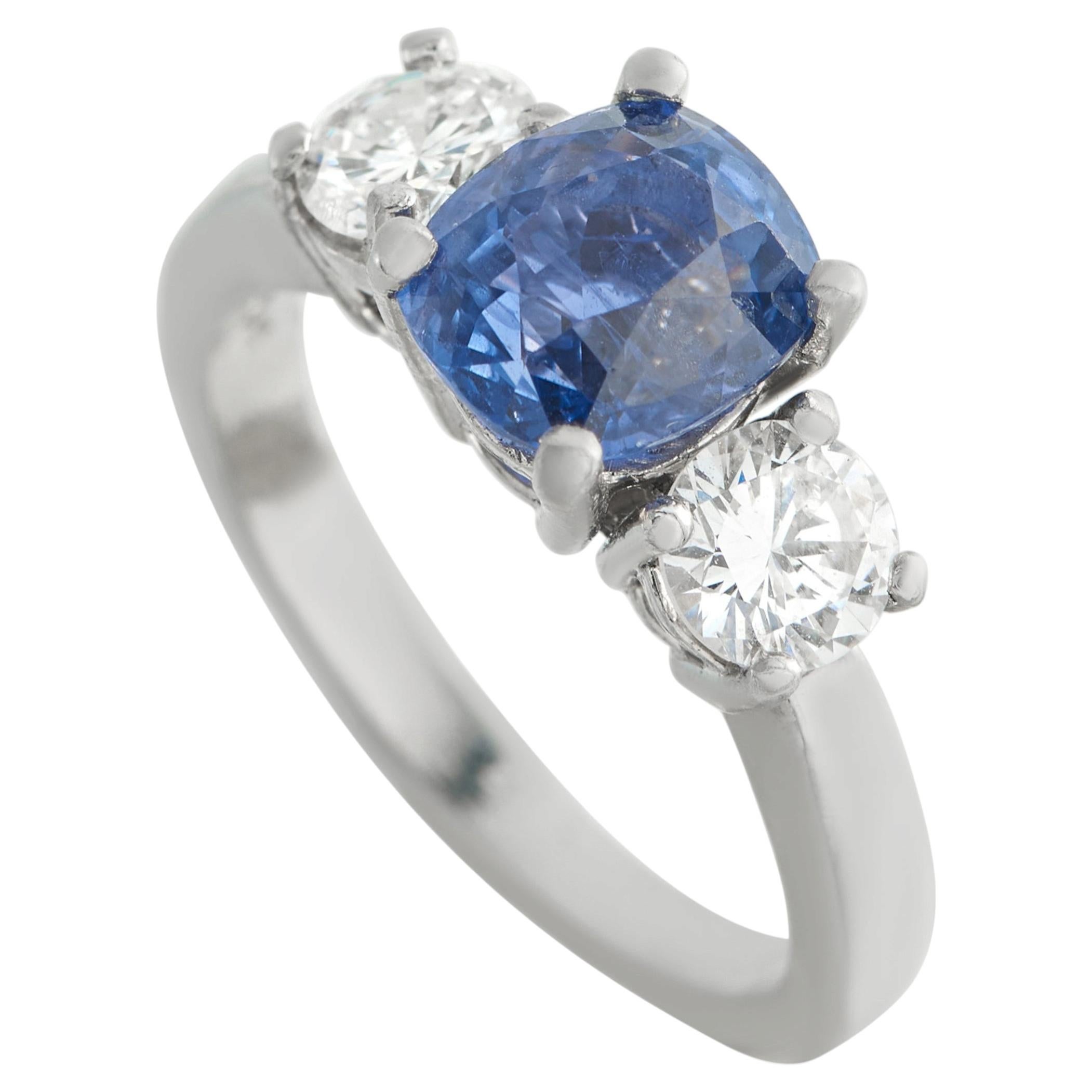 Platinum 1.0ct Diamond and Sapphire Ring MF26-051826