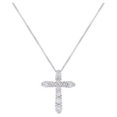 Platin 1.0ct Diamant Kreuz Anhänger Halskette MF12-041326