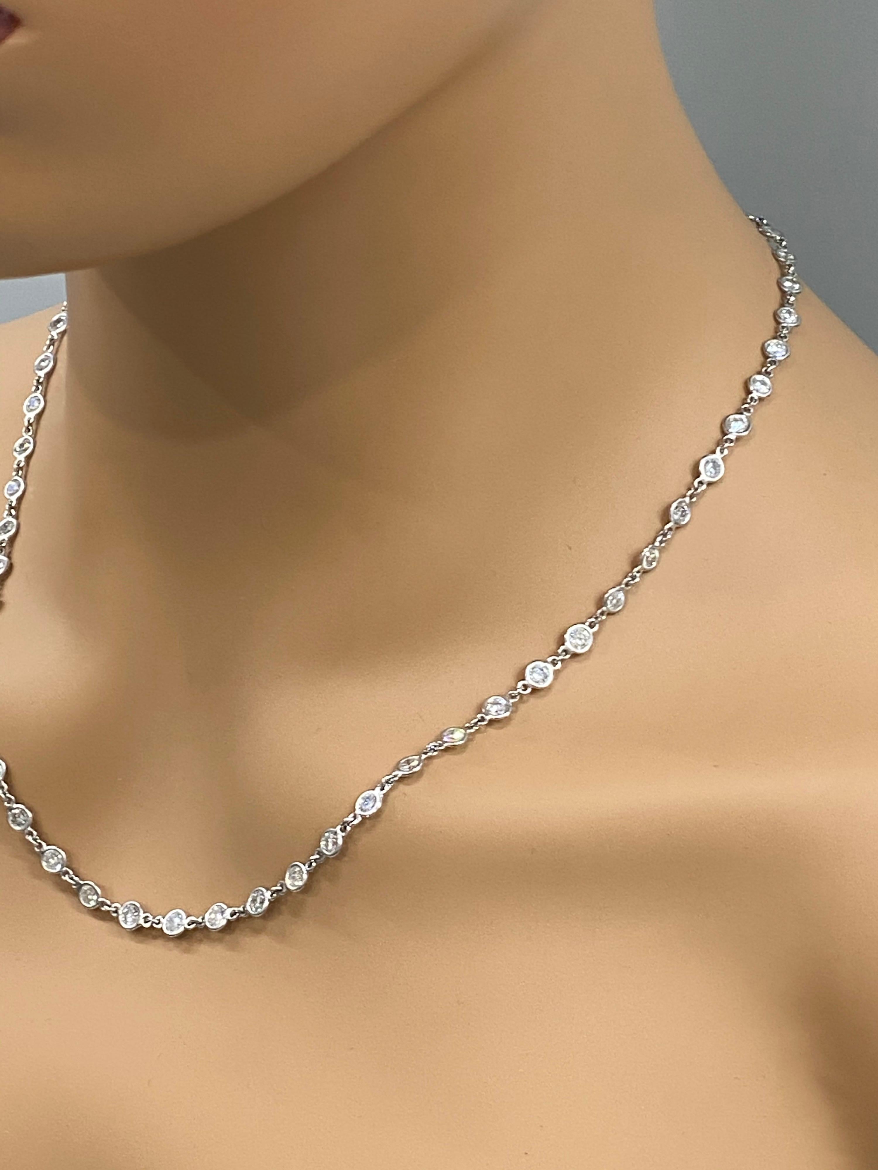 Contemporary Mindi Mond 11 Carat Round Brilliant Bezel Set Diamonds by Yard Platinum Necklace