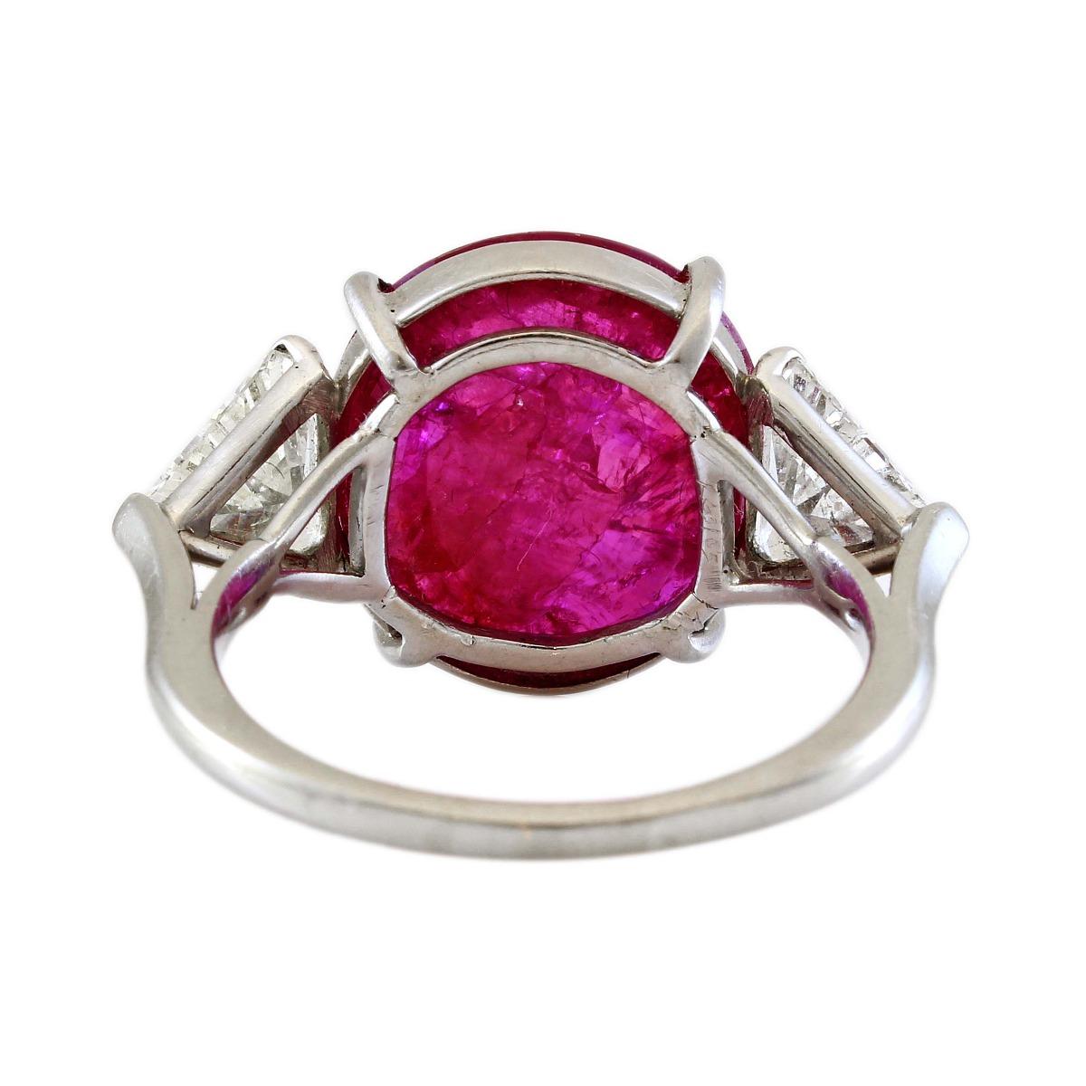 Modern Platinum 11 Carat Natural Unheated Ruby and Diamond Cocktail Ring For Sale