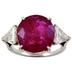 Platinum 11 Carat Natural Unheated Ruby and Diamond Cocktail Ring