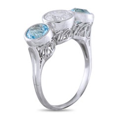 Platinum 1.10ct Diamond and Blue Zircon Ring MF35-021926