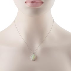 Platinum 1.10ct Diamond and Opal Pendant Necklace MF19-041026