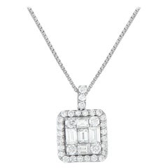 Platinum 1.10ct Diamond Square Pendant Necklace MF26-101525