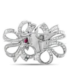Platinum 11.10ct Diamond and Ruby Bow and Bloom Brooch MF11-020526