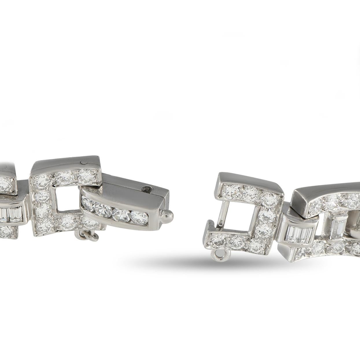 Pulsera de platino y diamantes 11,16 ct Corte redondo en venta