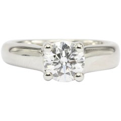 Platinum 1.12 Carat D/VS2 Round Brilliant Diamond Solitaire Engagement Ring