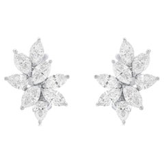 Platinum 11.20 Carat Cluster Diamond Earrings 