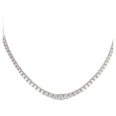 Platinum 11.26 Carat Round Diamond Graduated Riviera Tennis Necklace